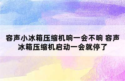 容声小冰箱压缩机响一会不响 容声冰箱压缩机启动一会就停了